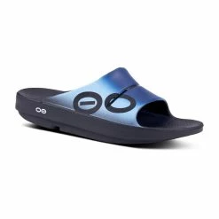 Oofos Men’s OOahh Sport Slide Sandal – Azul
