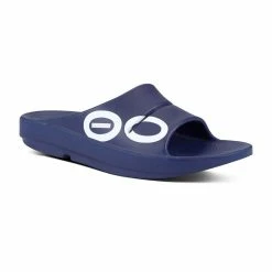 Oofos Men’s OOahh Sport Slide Sandal – Navy White -Casual sneakers Sales OO M SANDALS 1500NVYM4W6 2